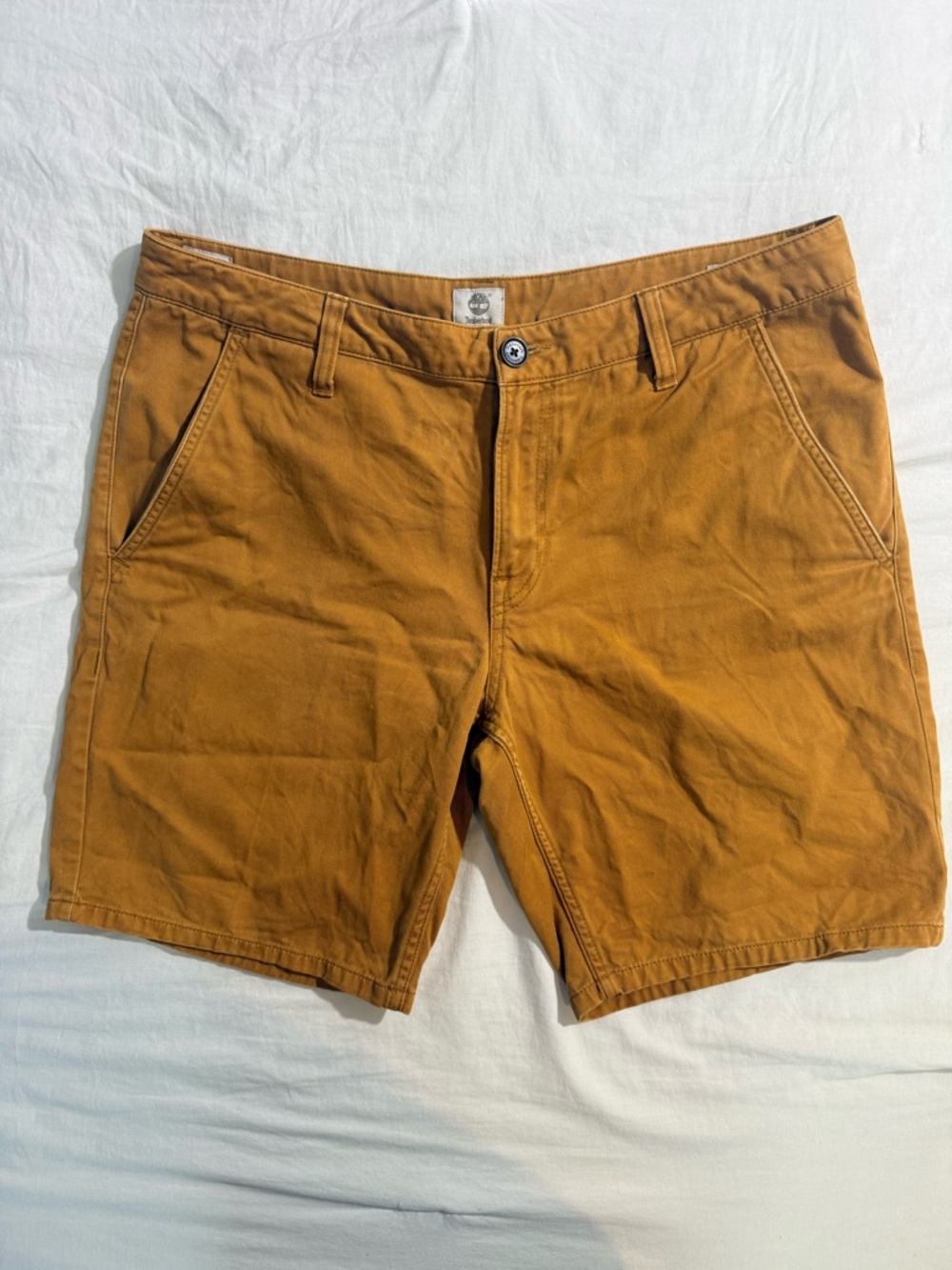 Timberland Relaxed Fit Chino Shorts Mens 35 Camel Tan Cotton Casual Outdoor